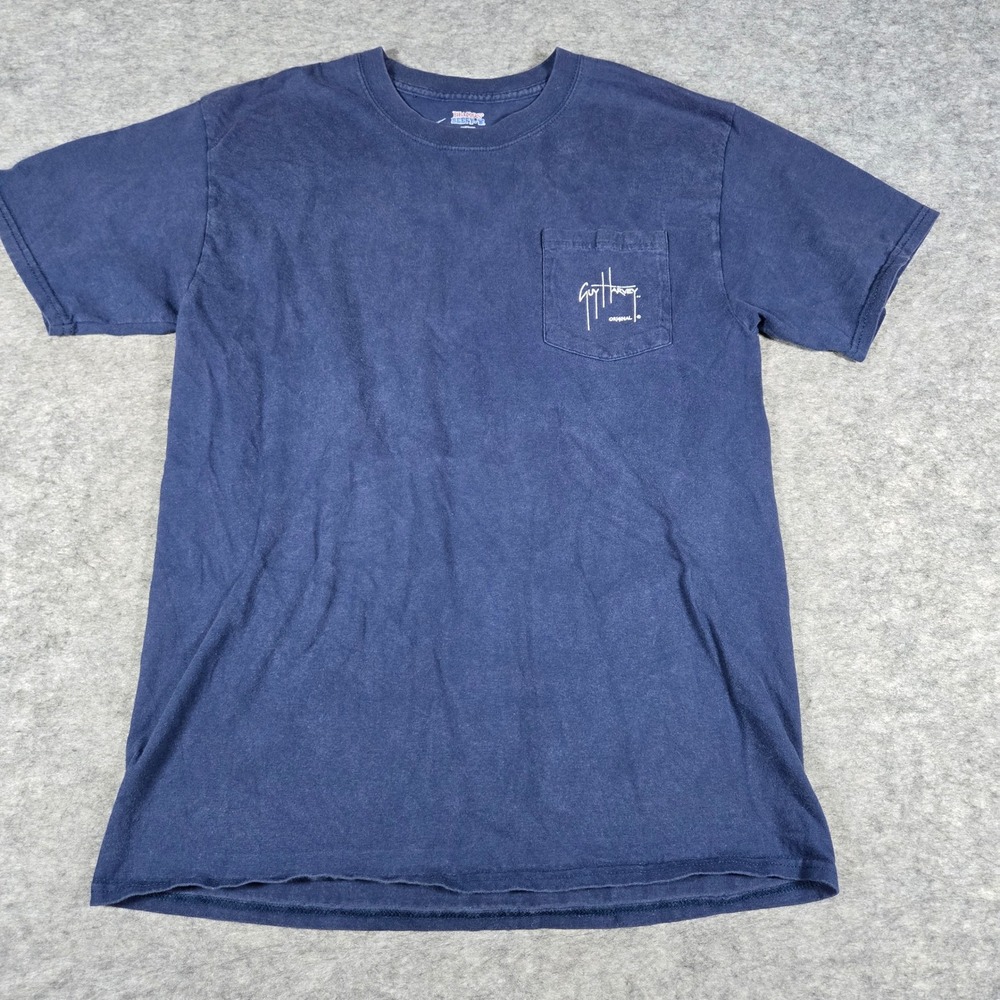 Guy Harvey Mens Blue Offshore Classic Islamorada Florida Pocket T-Shirt Medium
